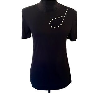 HILARY RADLEY for Katherine Barclay Size Small Black Pearl Peekaboo Top